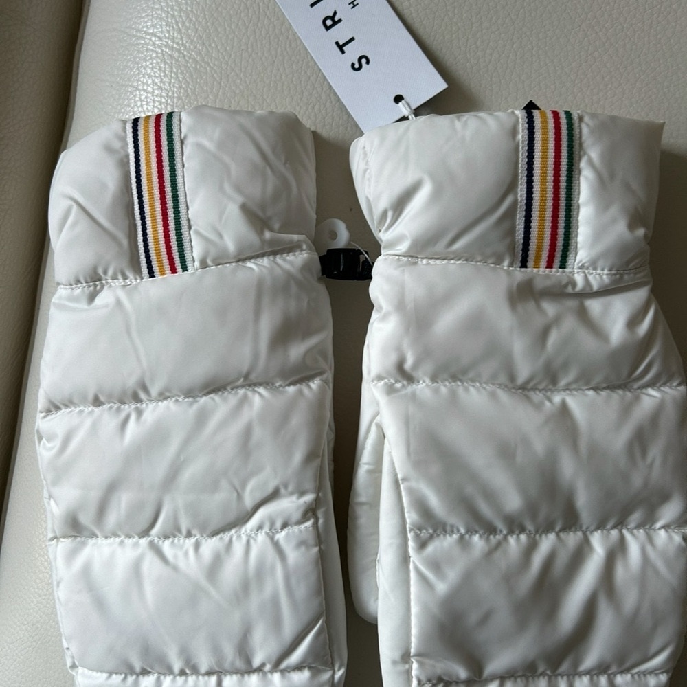 Original HBC stripes White Puffer Mittens L/XL